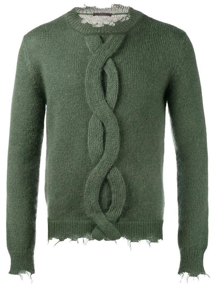 Etro Cable Knit Jumper, Men's, Size: Medium, Green, Mohair/polyamide/wool