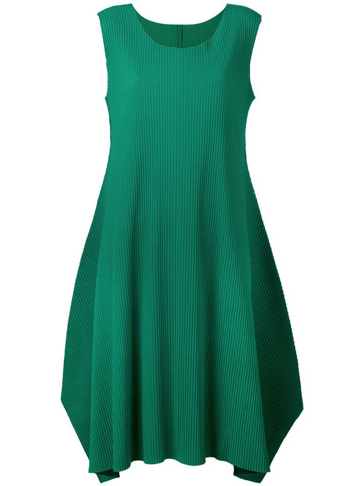 Issey Miyake Cauliflower Flared Dress, Women's, Green, Polyester