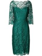Rhea Costa Floral Lace Pattern Midi Dress - Green