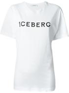 Iceberg Logo Print T-shirt, Women's, Size: 38, White, Cotton