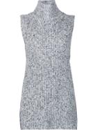 T By Alexander Wang Marled Knitted Top, Women's, Size: Xs, White, Cotton/acrylic/nylon/wool