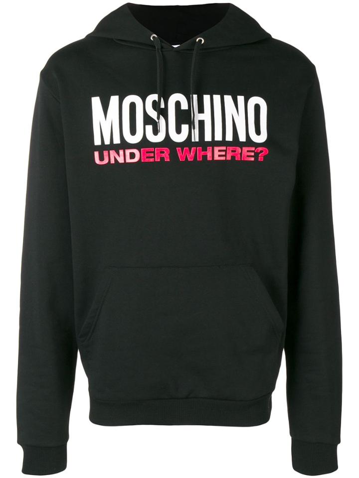 Moschino Slogan Hoodie - Black