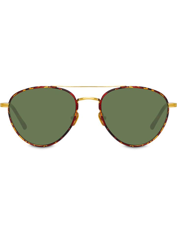 Linda Farrow Brodie C2 Aviator Sunglasses - Gold