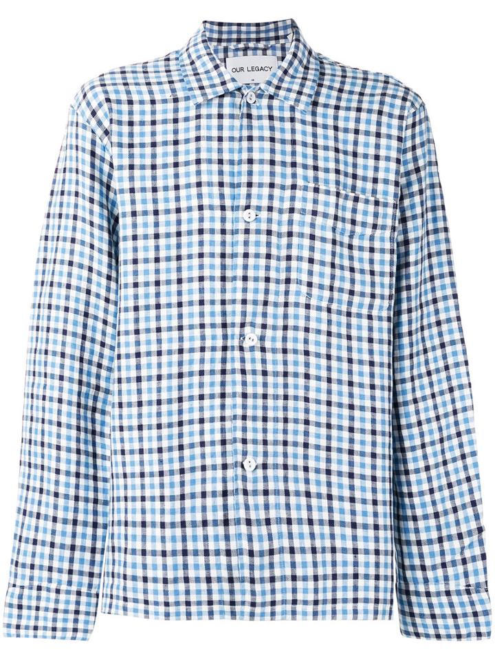 Our Legacy Clubcheck Shirt, Men's, Size: Small, Blue, Linen/flax