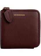 Burberry Grainy Leather Square Ziparound Wallet - Red