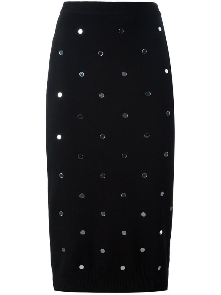 No21 Embellished Skirt, Women's, Size: 40, Black, Polyamide/wool/pvc