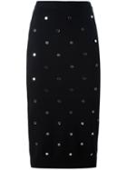 No21 Embellished Skirt, Women's, Size: 40, Black, Polyamide/wool/pvc