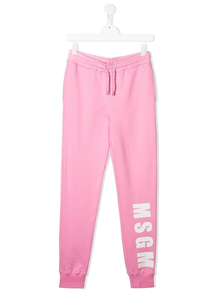 Msgm Kids Logo Drawstring Jogging Bottoms - Pink