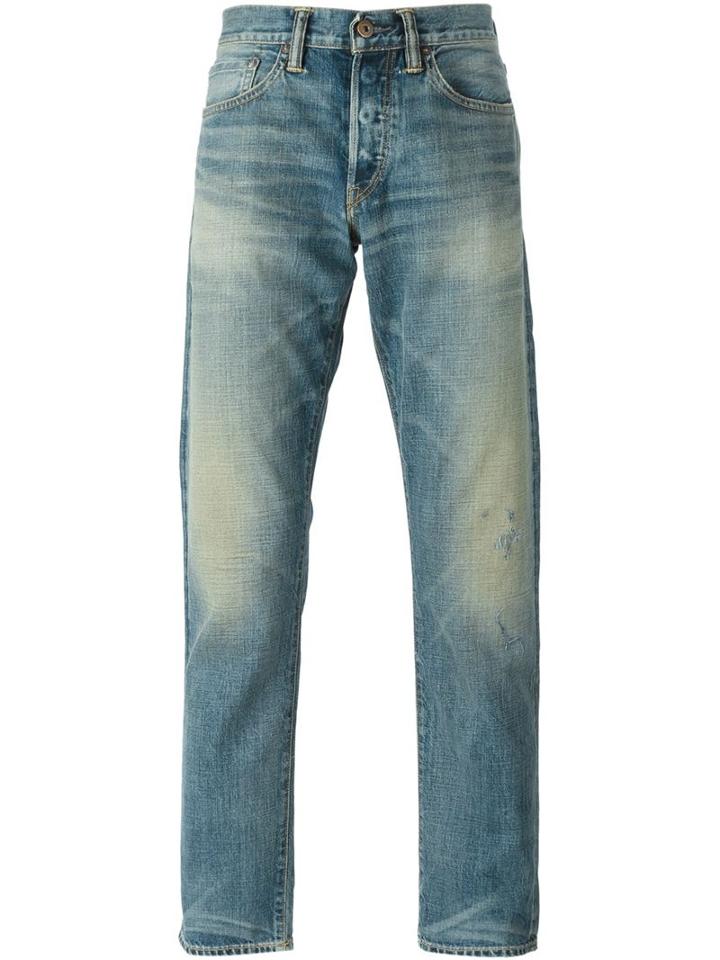 Simon Miller Distressed Stone Washed Jeans, Men's, Size: 32, Blue, Cotton