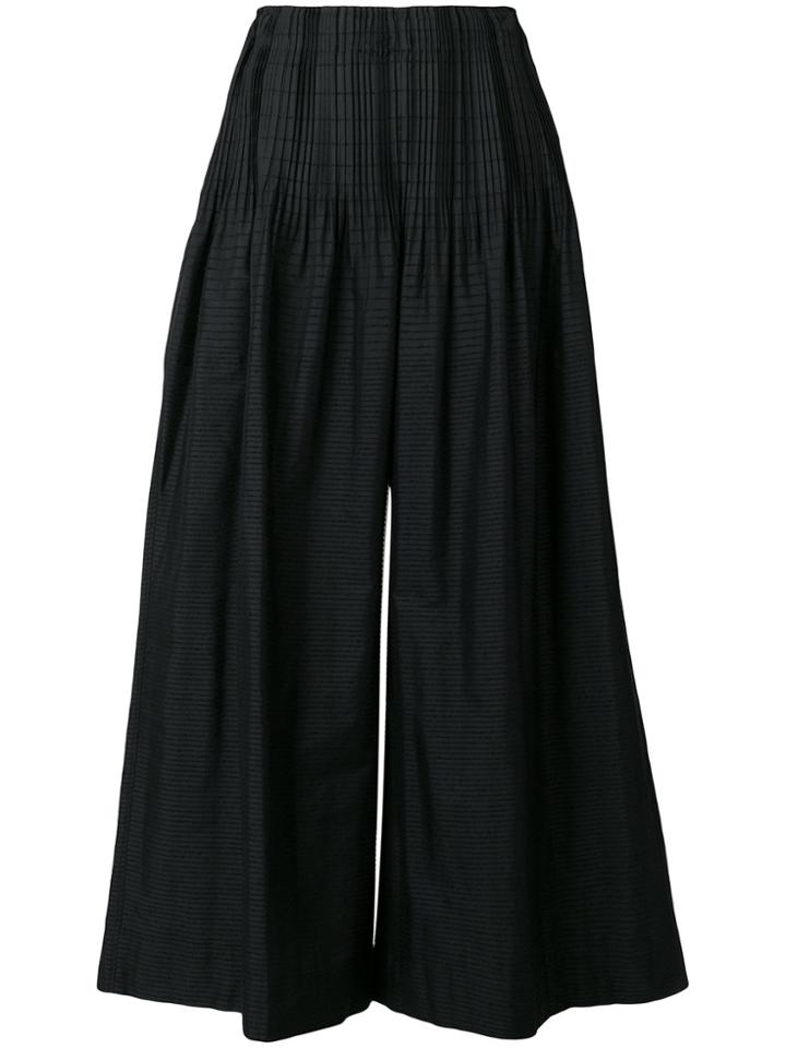 Issey Miyake Pleated Palazzo Trousers - Black