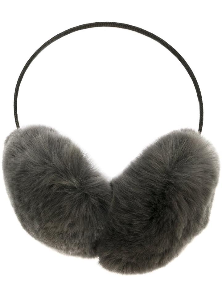 Yves Salomon Fur Earmuffs, Women's, Grey, Rabbit Fur/silk/polyester