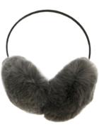 Yves Salomon Fur Earmuffs, Women's, Grey, Rabbit Fur/silk/polyester