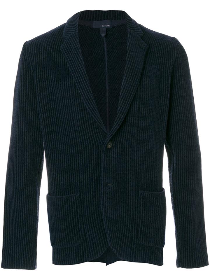 Lardini Patch Pockets Ribbed Blazer - Blue