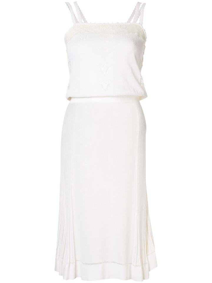 Chanel Pre-owned Detailed Pleated Lace Dress - White