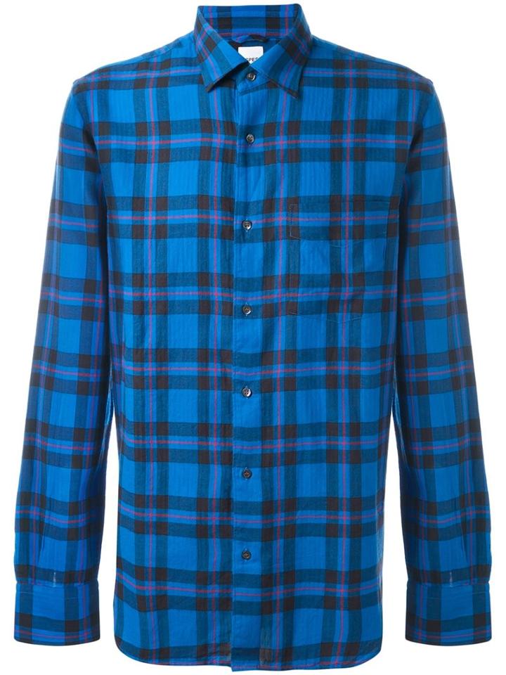 Aspesi Plaid Shirt, Men's, Size: Large, Blue, Cotton