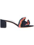 Loeffler Randall Mid-heel Ruffle Flip Flops - Black