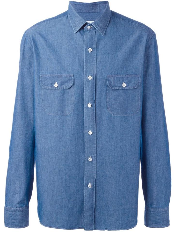 Salvatore Piccolo Denim Shirt, Men's, Size: 39, Blue, Cotton