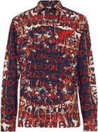 Burberry Graffiti Archive Scarf Print Cotton Shirt - Blue