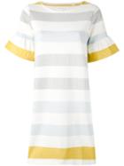 Chinti And Parker - Striped Bell Sleeve Dress - Women - Cotton - Xs, White, Cotton
