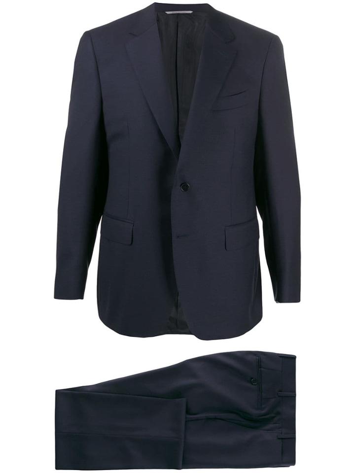 Canali Piped Seam Single-breasted Suit - Blue