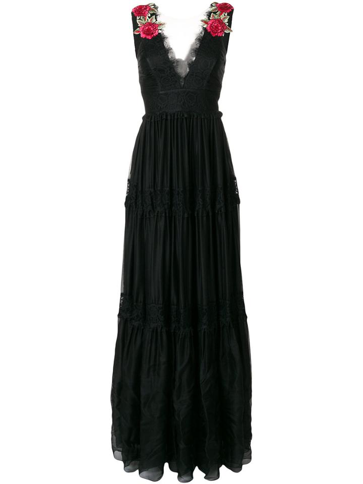 Philipp Plein Lace Panelled Evening Dress - Black