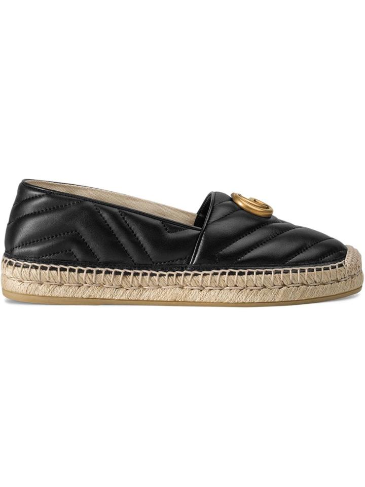 Gucci Leather Espadrille With Double G - Black