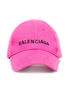 Balenciaga Pink Logo Embroidered Cap - Pink & Purple