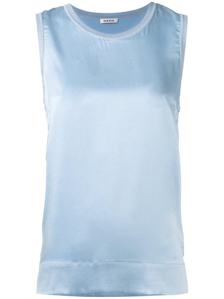 P.a.r.o.s.h. Shift Vest Top, Women's, Size: Xs, Blue, Silk/spandex/elastane