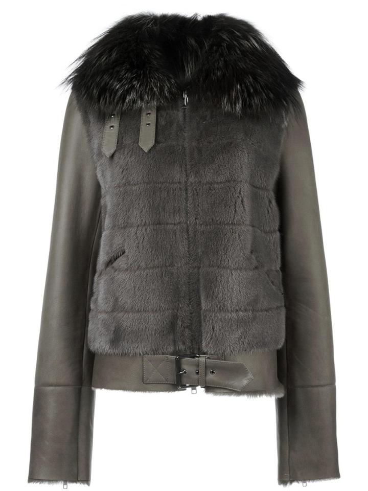 Liska Fur Biker Jacket - Green