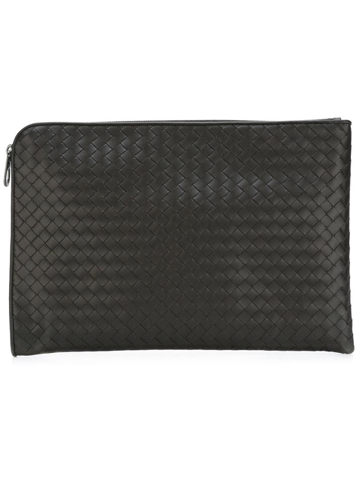 Bottega Veneta Woven Clutch, Men's, Brown, Calf Leather