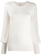 Semicouture Fine Knit Long Sleeve Top - White