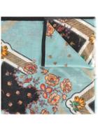 Etro Floral Print Scarf, Women's, Blue, Silk/wool