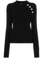 Balmain Buttoned Knitted Wool Cashmere Blend Jumper - Black