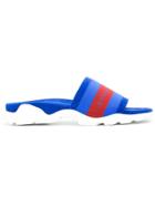 Stella Mccartney Logo Striped Slides - Blue