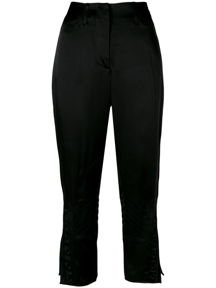 Fendi Cropped Embroidered Trousers - Black