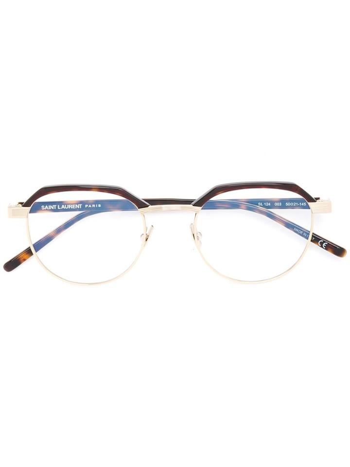 Saint Laurent Eyewear Tortoiseshell Panel Glasses - Metallic