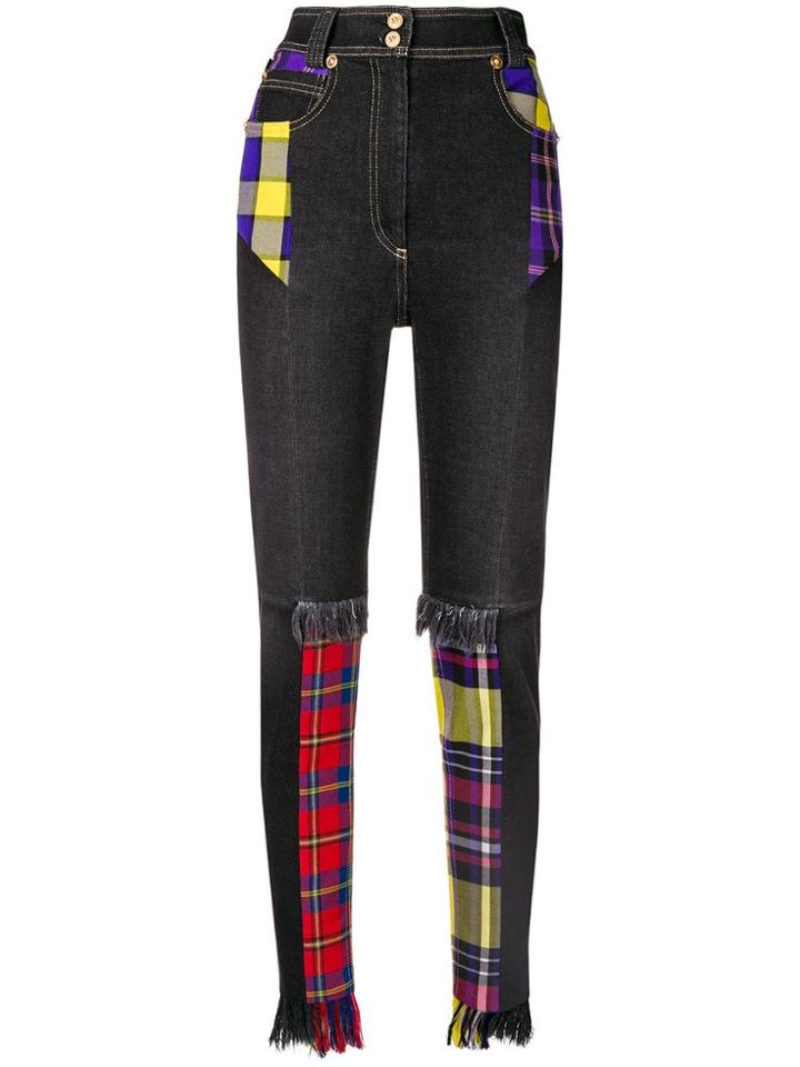 Versace Checked High-waist Jeans - Black