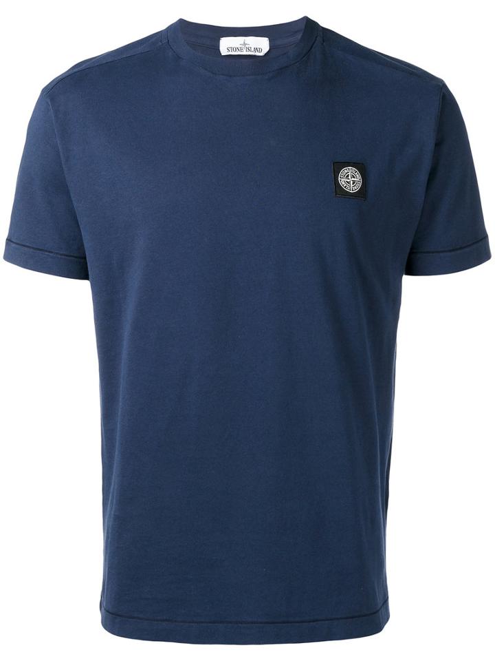 Stone Island Logo Patch T-shirt, Men's, Size: Small, Blue, Cotton