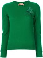 Nº21 Embellished Anemone Sweater - Green