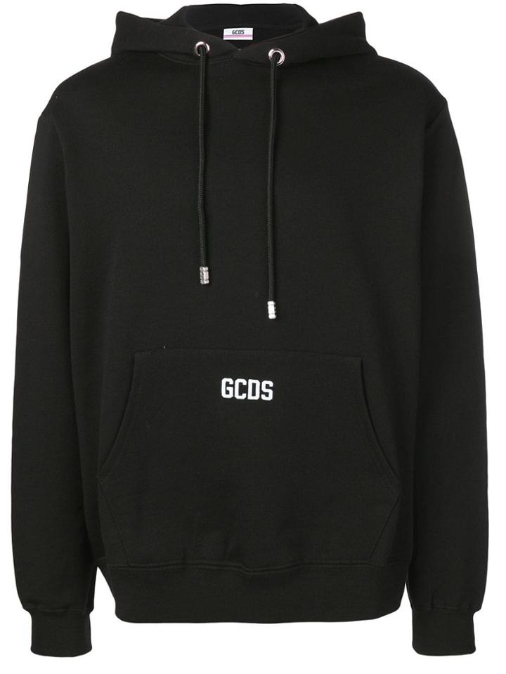 Gcds Logo Embroidered Drawstring Hoodie - Black