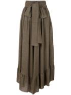 See By Chloé Ruffle Hem Maxi Skirt, Women's, Size: 36, Brown, Viscose/wool