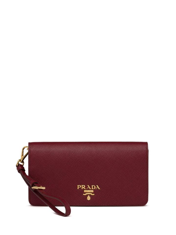 Prada Logo Plaque Saffiano Mini Bag - Red