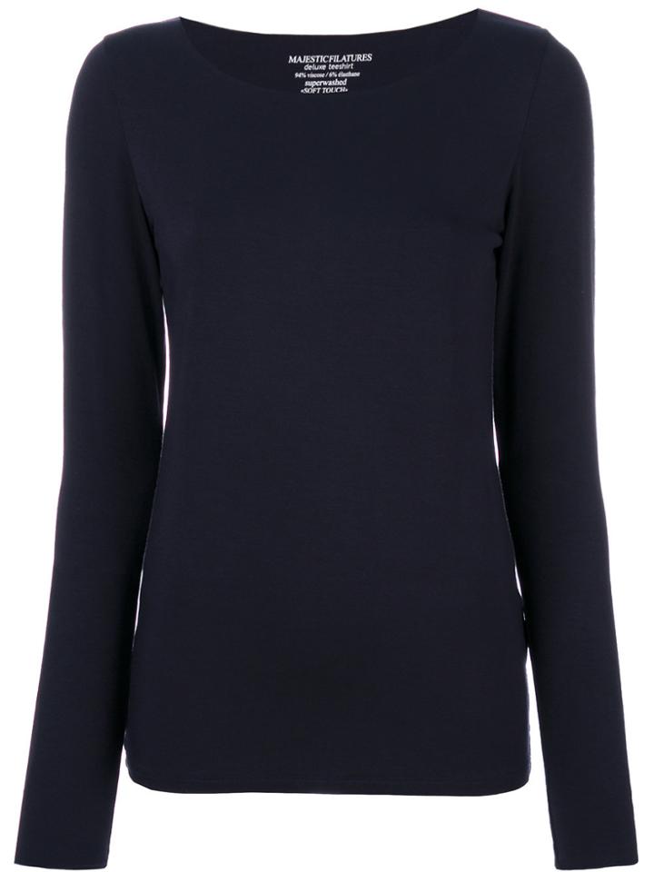 Majestic Filatures Wide Neck Long-sleeved Top - Blue
