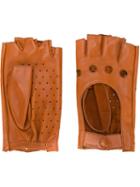 Zanellato Perforated Fingerless Gloves, Women's, Brown, Leather