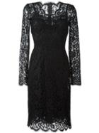 Dolce & Gabbana Lace Cocktail Dress, Women's, Size: 44, Black, Cotton/viscose/nylon/cotton