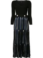 Derek Lam Striped Panel Dress, Women's, Size: Medium, Black, Polyester/viscose