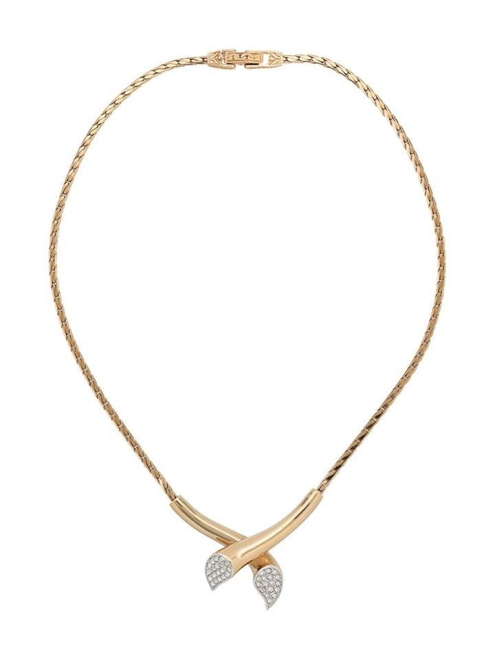 Susan Caplan Vintage 1980s Sculpted Drop Weave Necklace - Gold