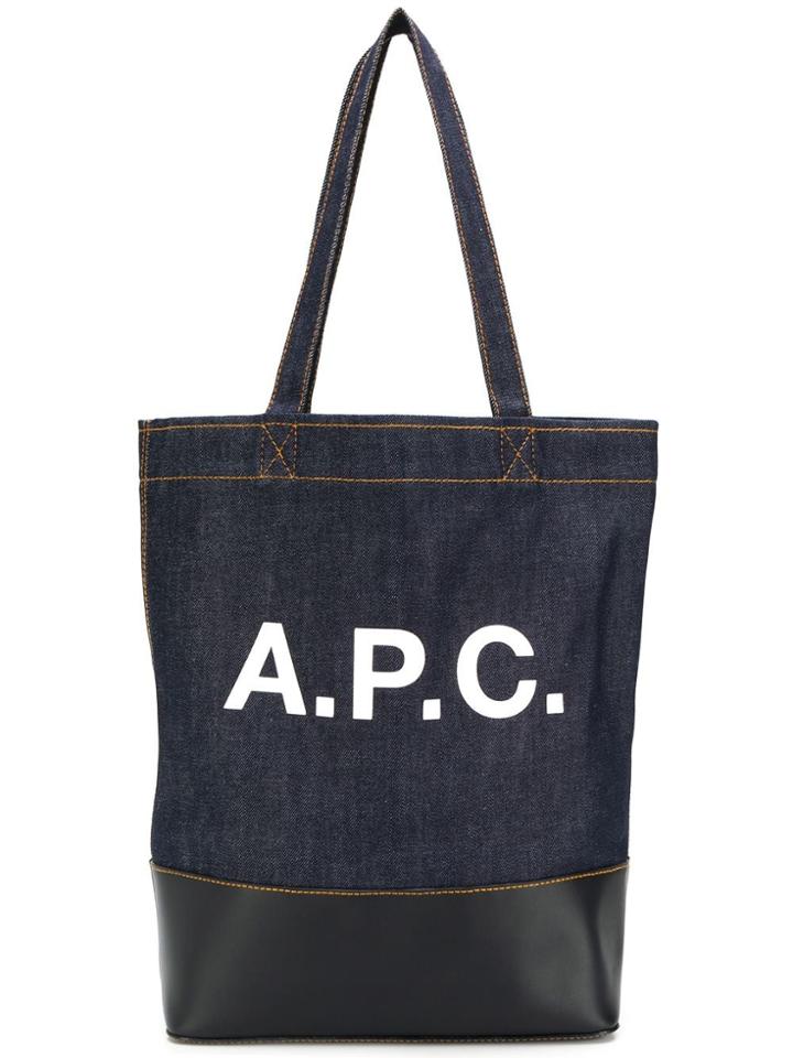 A.p.c. Logo Print Denim Tote - Blue