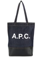 A.p.c. Logo Print Denim Tote - Blue