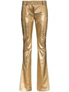 Ronald Van Der Kemp Metallic Flared Trousers - Gold